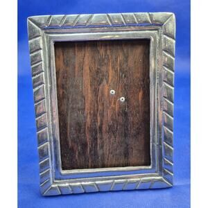 Vtg Arte Giancarlo Honduras Pewter Picture Frame Wood Back 8.5x6" No Glass